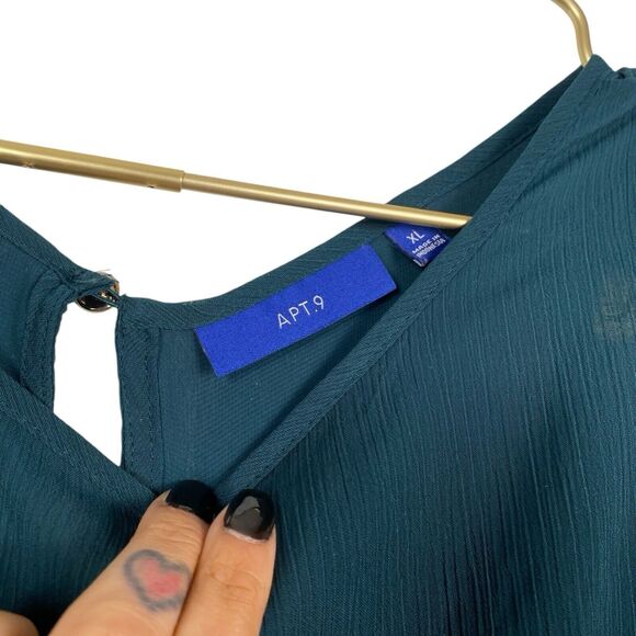 Apt. 9 Women’s Blouse Size Green XL Sleeve Sheer 145 - Picture 3 of 6